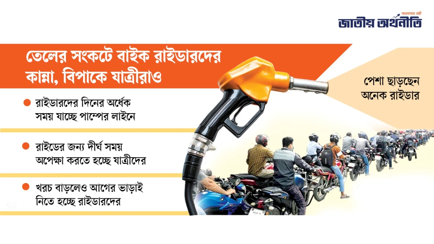 তেলের সংকটে বাইক রাইডারদের কান্না, বিপাকে যাত্রীরাও